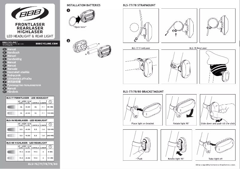 Page 1 of the manual User Manual BBB HighLaser BLS-80
