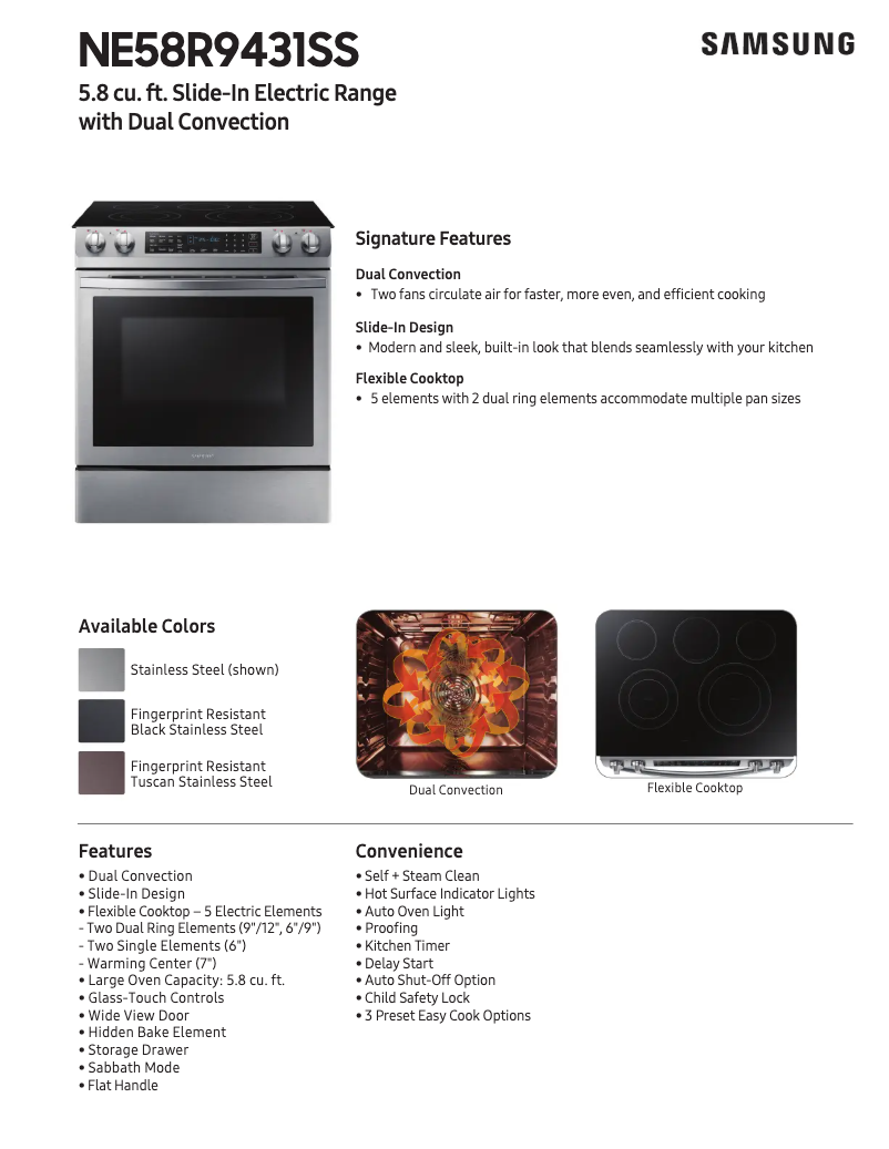 Page 1 of the manual User Manual Samsung NE58R9431SS