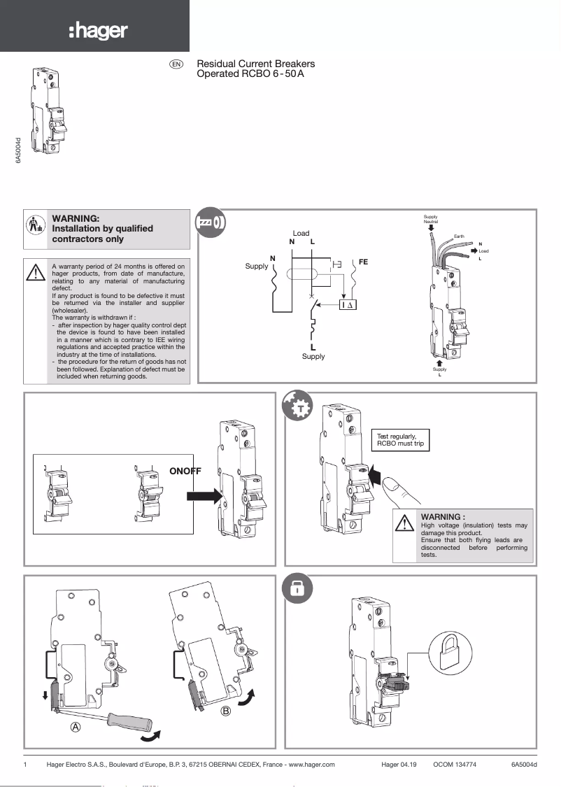 Page 1 of the manual User Manual Hager ADD232B