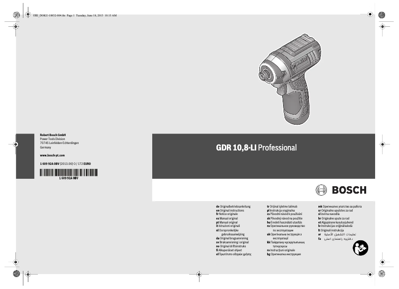 First page image of the manual for GDR 10,8-LI