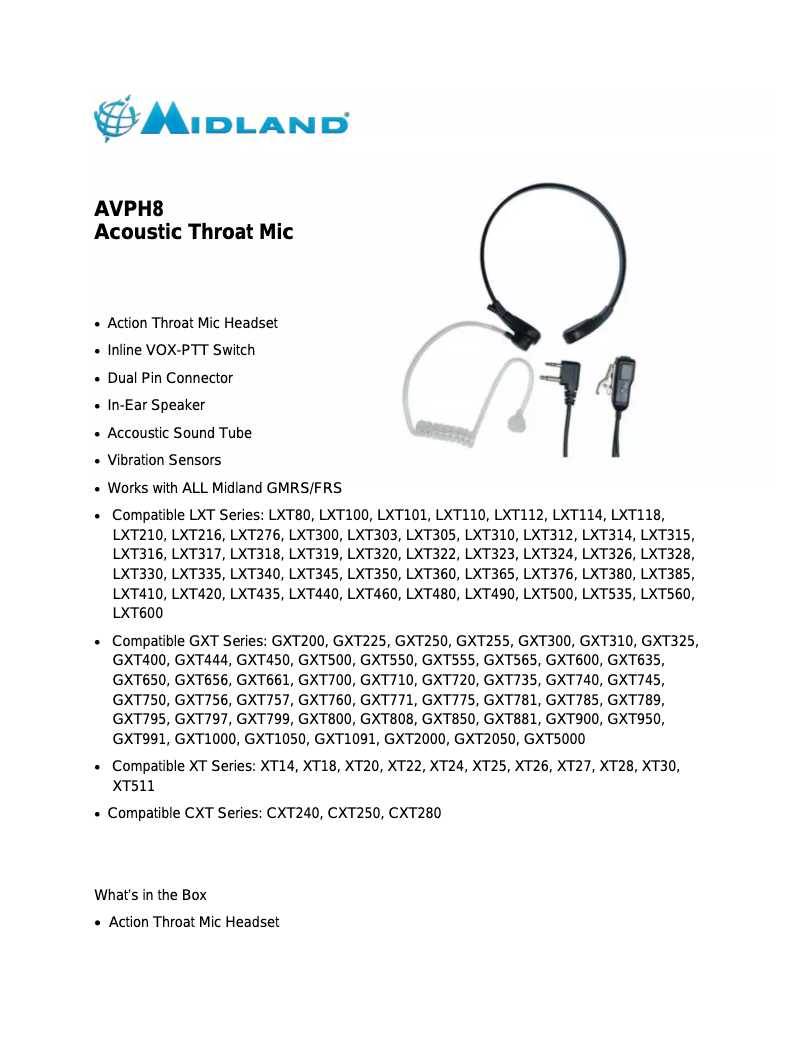 Page 1 of the manual Use and Maintenance Manual Midland AVPH8