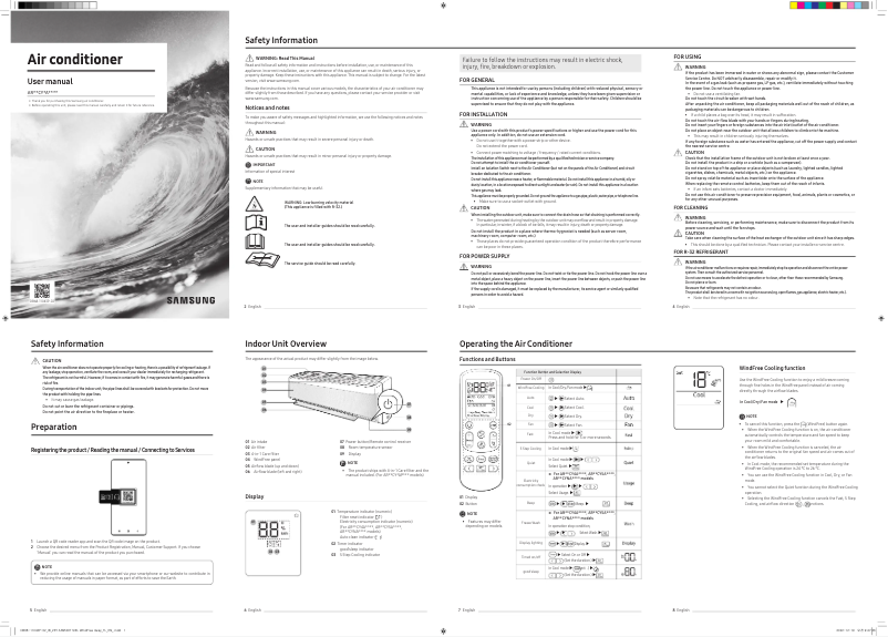 Page 1 of the manual User Manual Samsung AR12CY5ANWKNNA