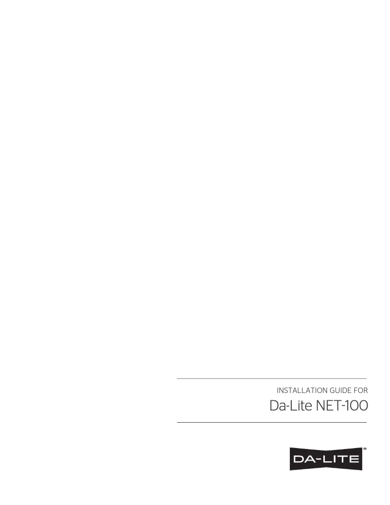 Page 1 of the manual User Manual Da-Lite NET-100