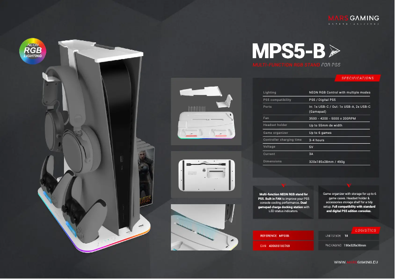 Page 1 of the manual Technical Sheet Mars Gaming MPS5-B