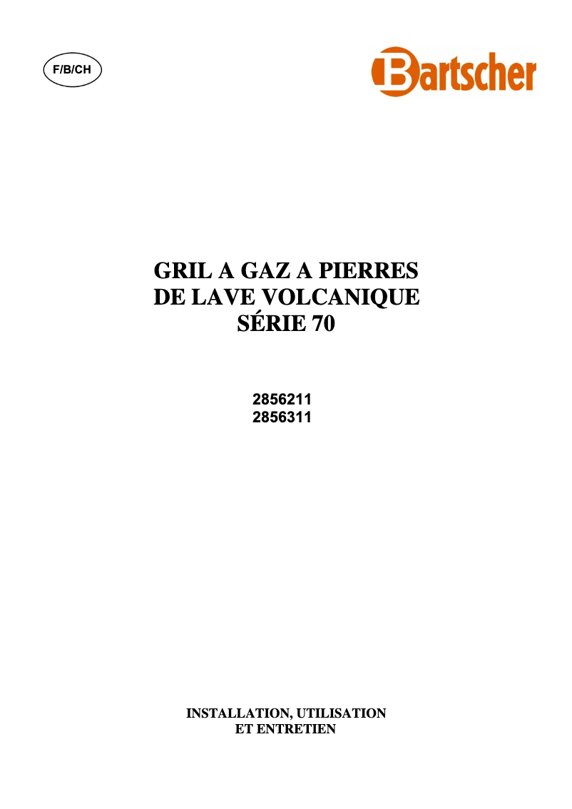 Page 1 of the manual User Manual Bartscher 2856211