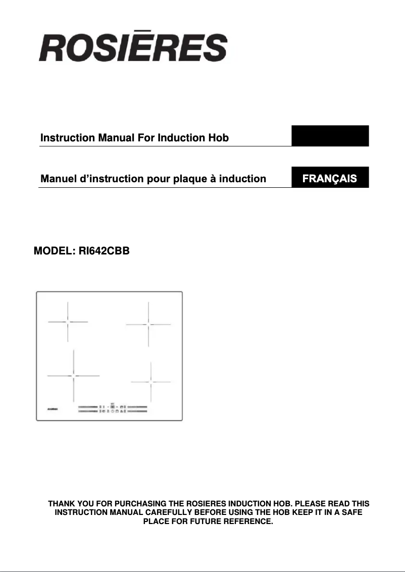 Page 1 of the manual User Manual Rosieres RI642CBB