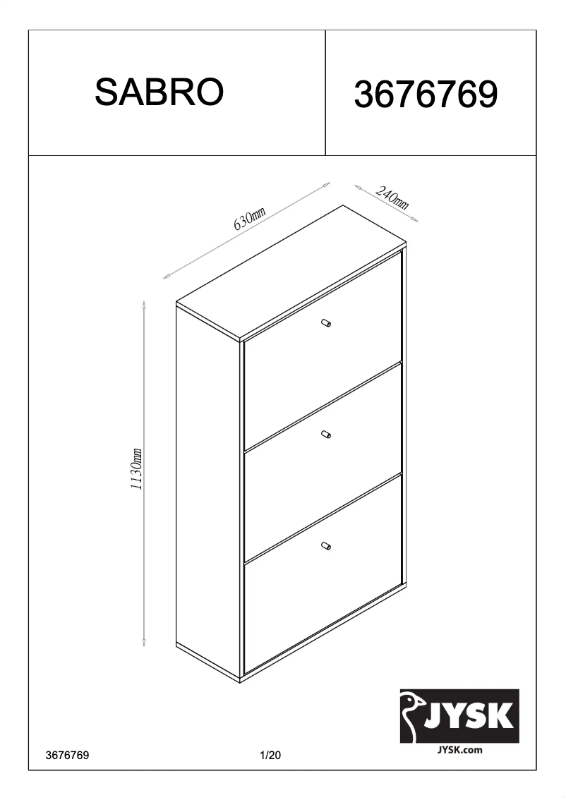 Page 1 of the manual User Manual JYSK Sabro (63x113x24)