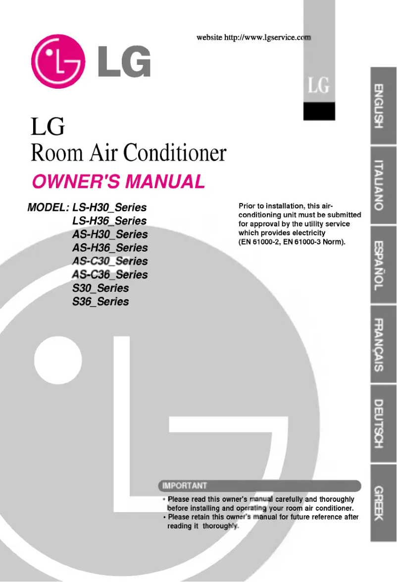 Page 1 of the manual User Manual LG AS-H366NLM0