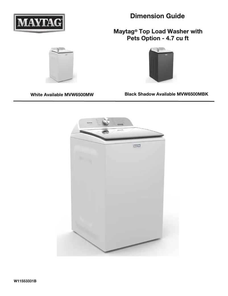 First page image of the manual for MVW6500MBK