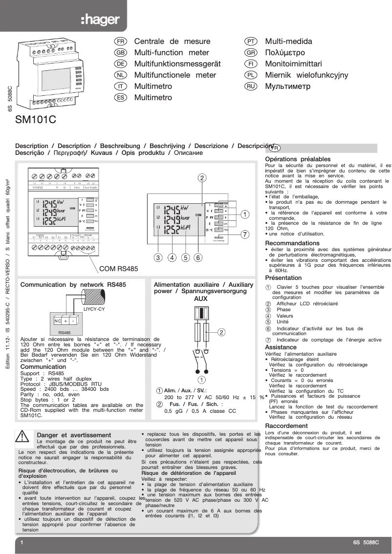 First page image of the manual for SM101C