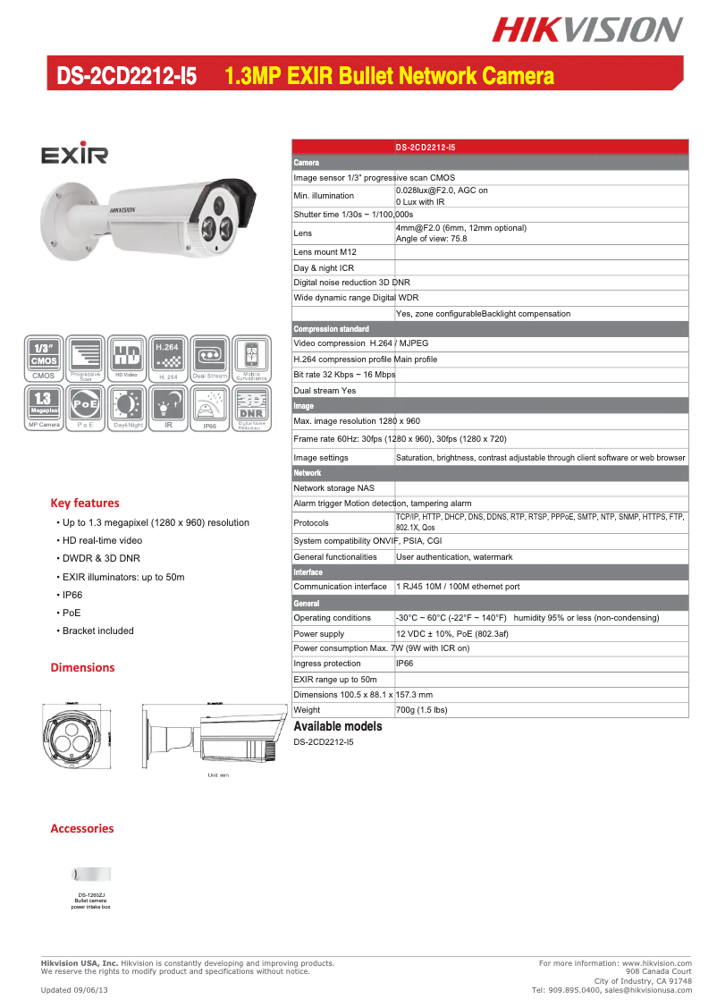 First page image of the manual for DS-2CD2212-I5