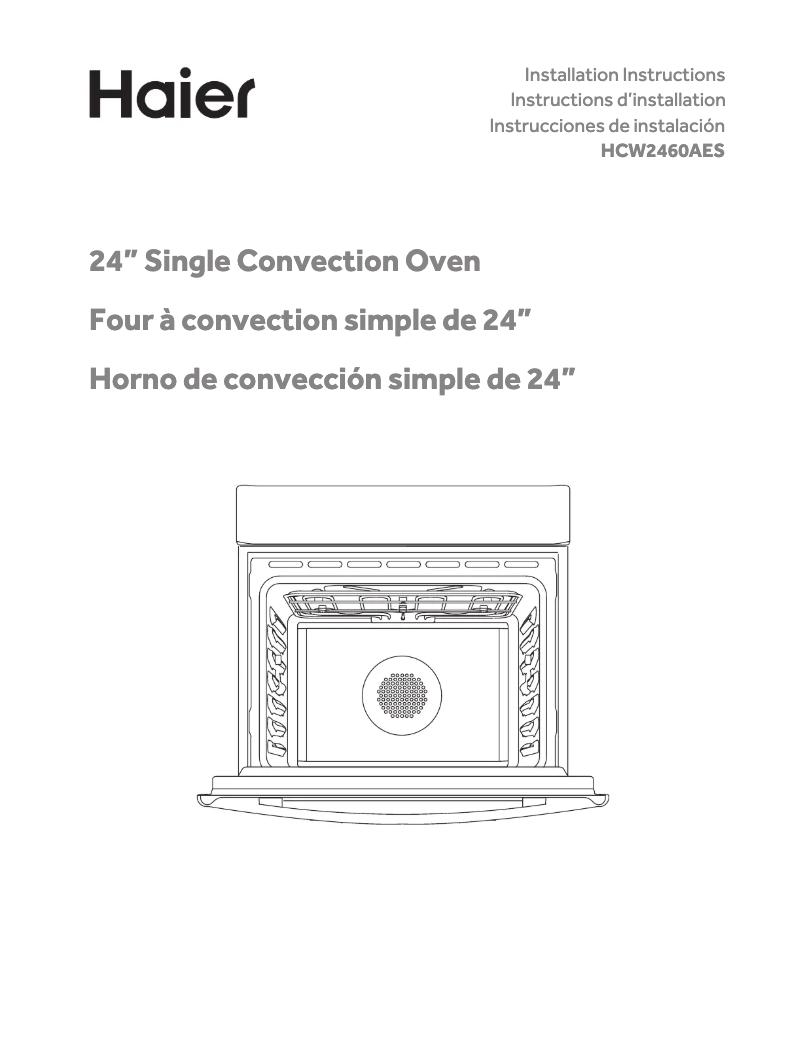 Page 1 of the manual Installation Guide Haier HCW2460AES