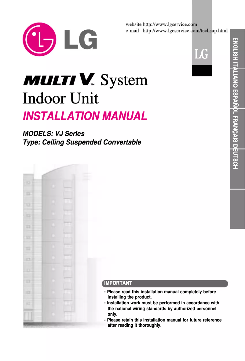 Page 1 of the manual Installation Guide LG ARNU18GVJA1