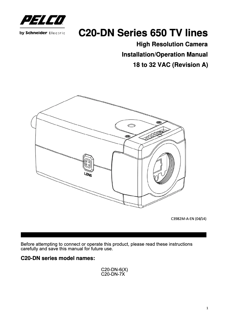 Page 1 of the manual User Manual Pelco C20-DN-7X