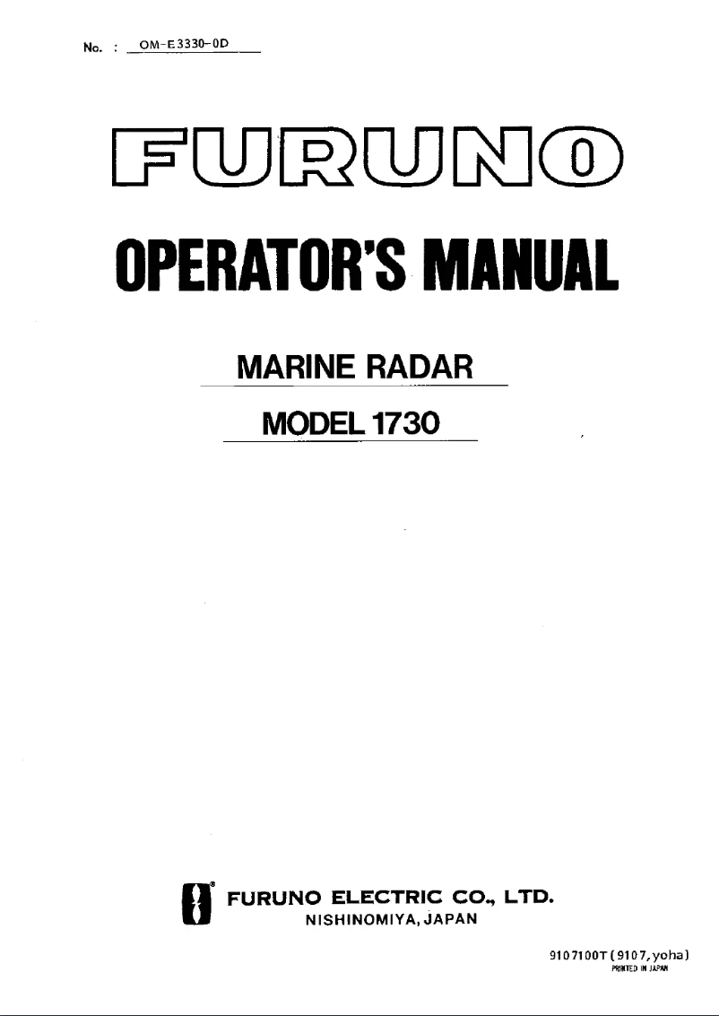 Page 1 of the manual User Manual Furuno 1730