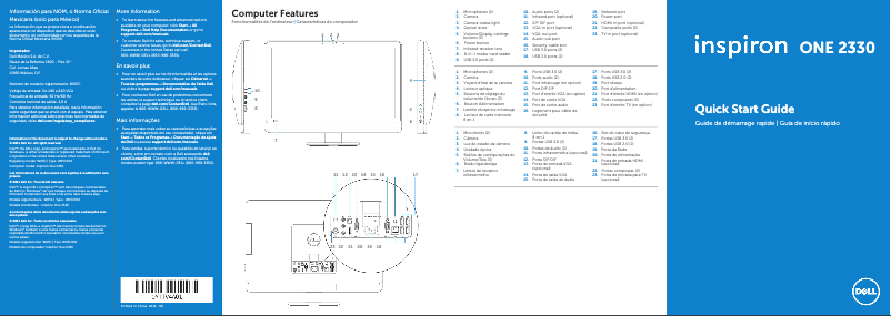 Page 1 of the manual Installation Guide Dell Inspiron One 2330