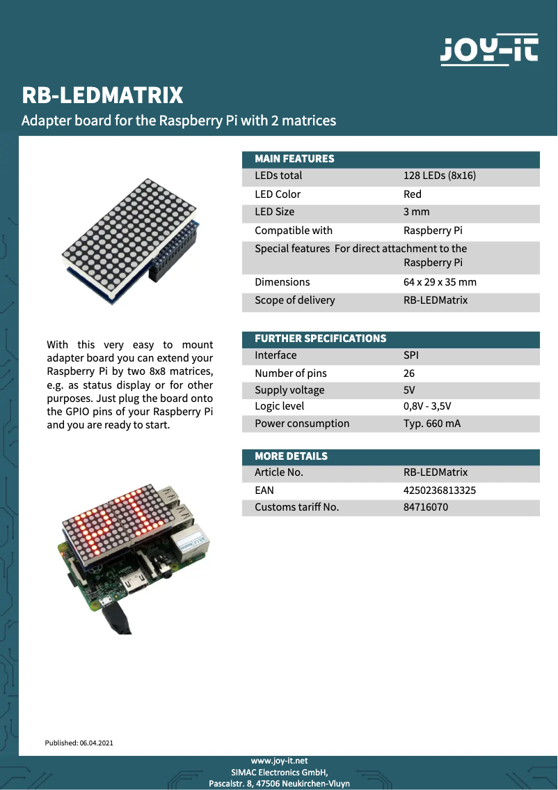 Image de la première page du manuel de l'appareil RB-LEDMatrix