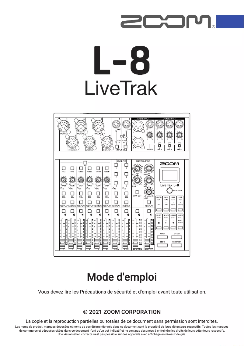 Image de la première page du manuel de l'appareil LiveTrak L-8