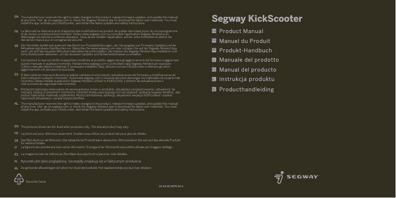First page image of the manual for KickScooter P65E