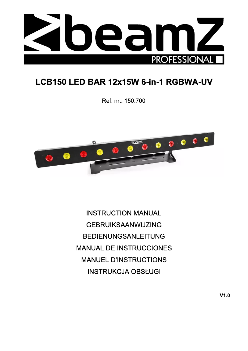 First page image of the manual for LCB150