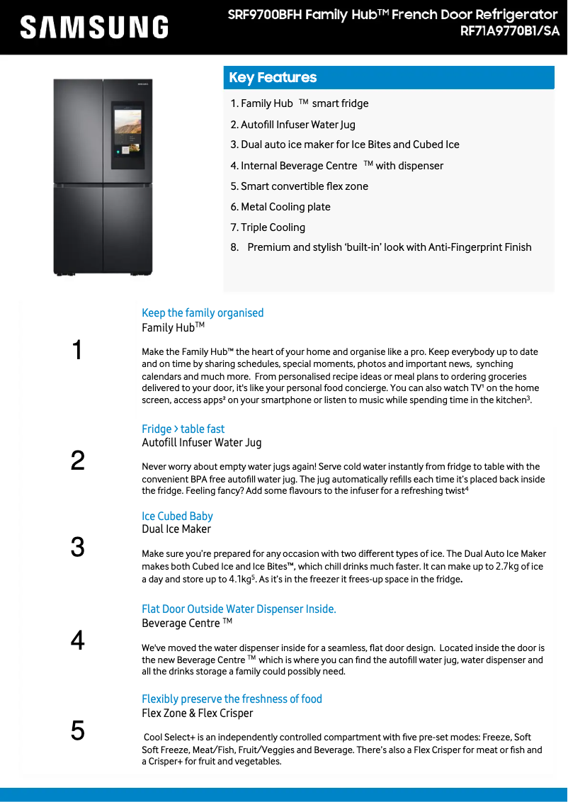 First page image of the manual for SRF7900BFH