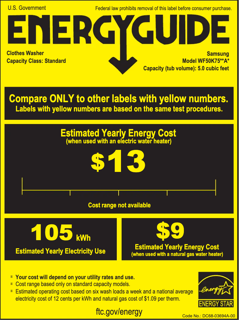First page image of the manual for WF50K7500A
