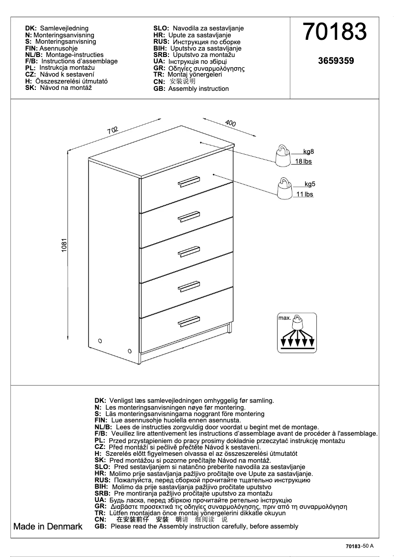 Page 1 of the manual User Manual JYSK Kokkedal (71x109x40)