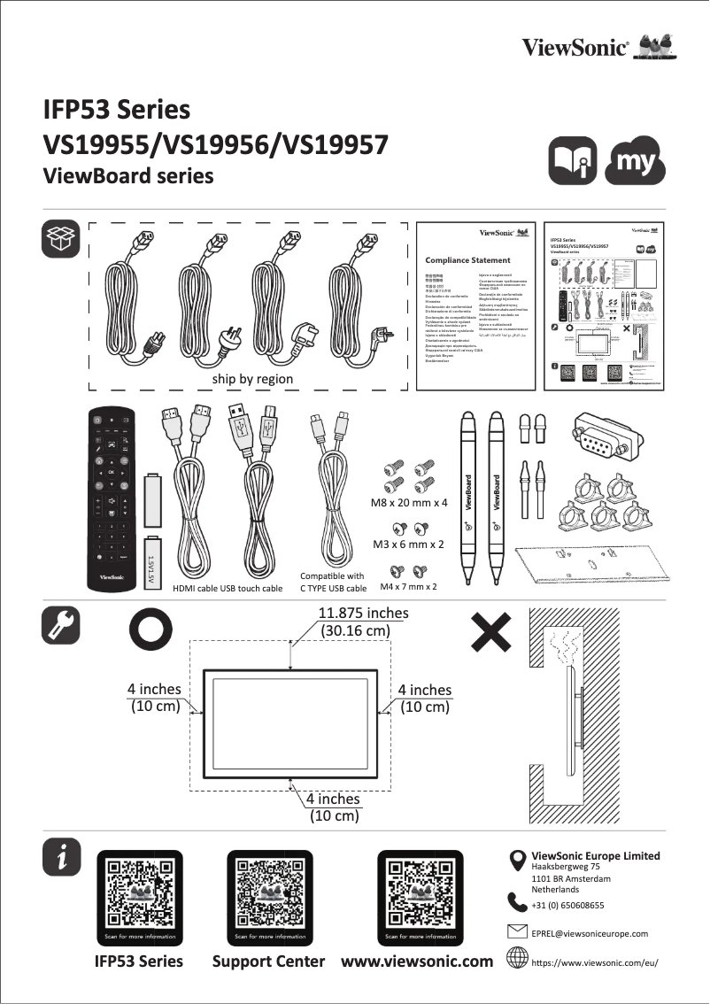 Page 1 de la notice Guide de démarrage rapide Viewsonic ViewBoard IFP8653