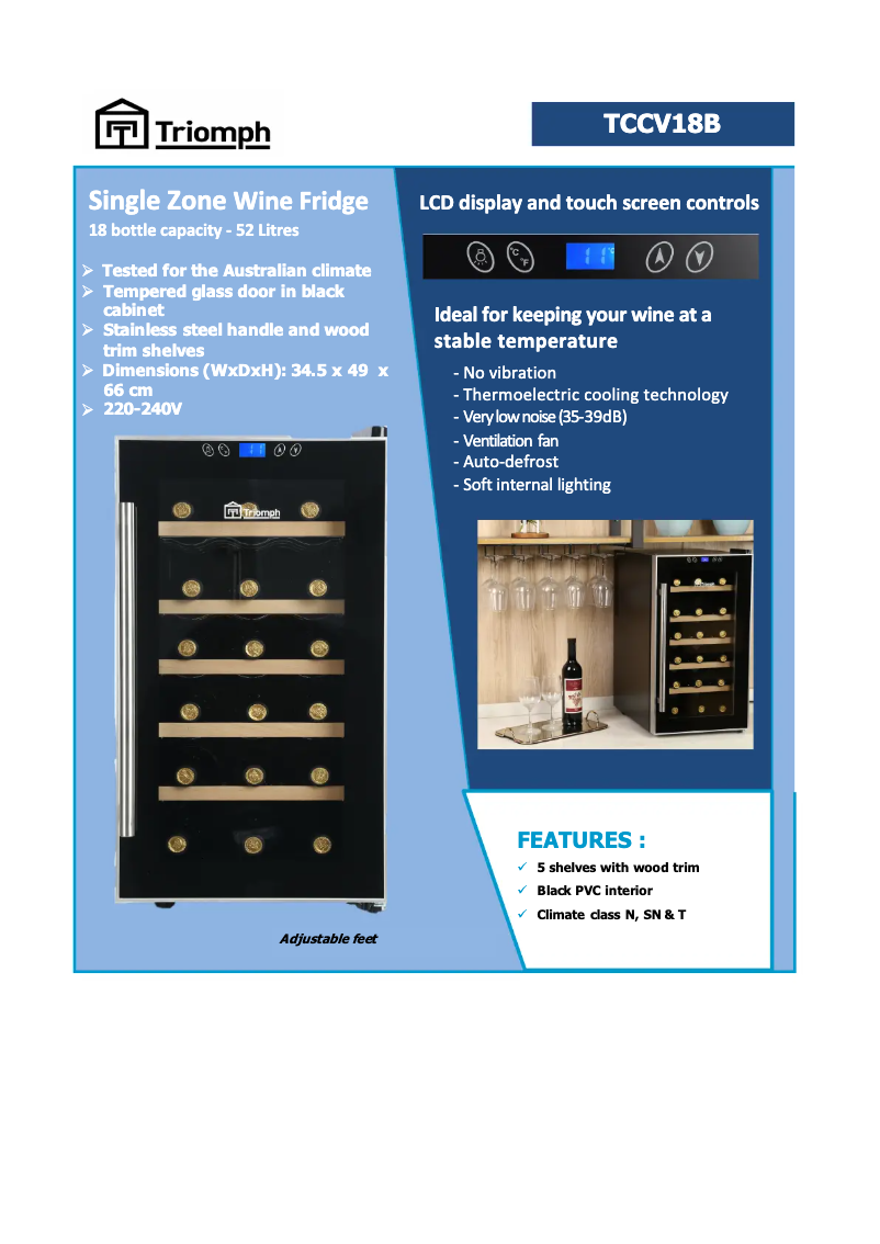 Page 1 of the manual Technical Sheet Triomph TCCV18B