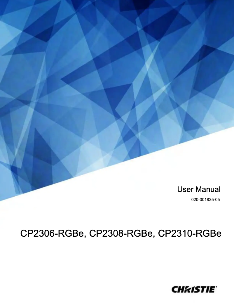 Page 1 of the manual User Manual Christie CineLife CP2308-RGBe