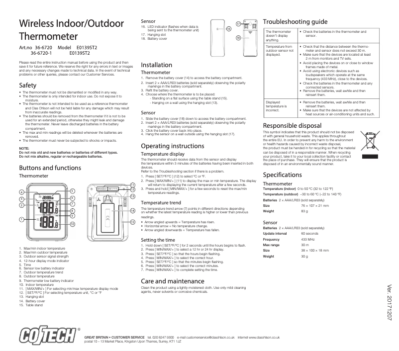 Page 1 of the manual User Manual Cotech E0139ST2
