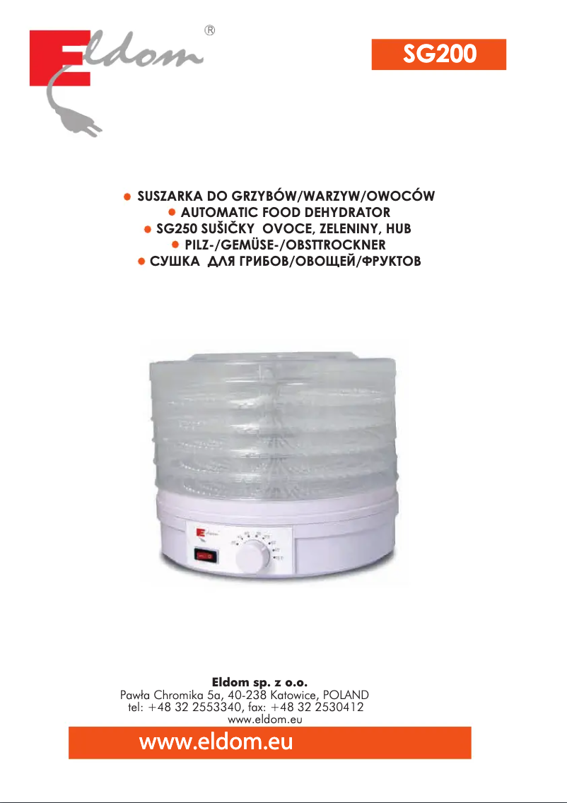 Page 1 of the manual User Manual Eldom SG200