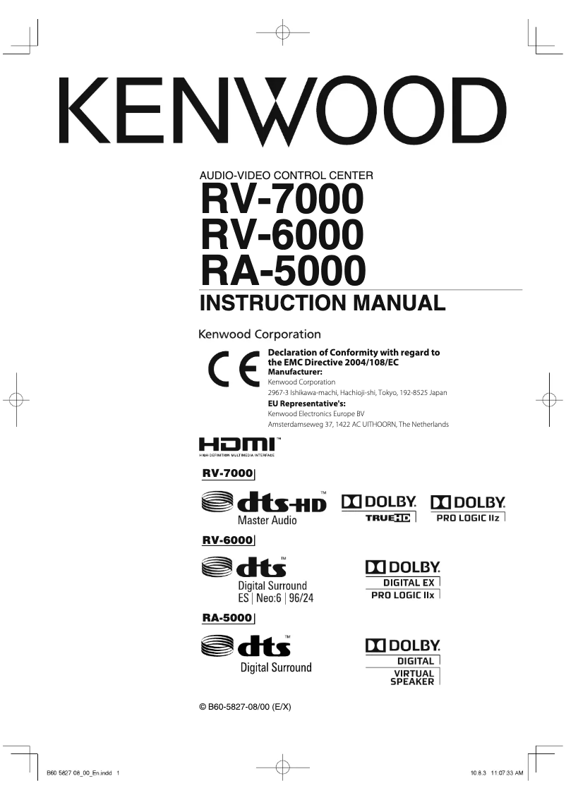 First page image of the manual for RV-6000