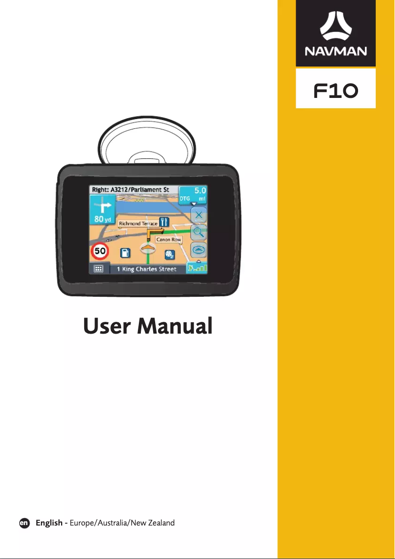 Page 1 of the manual User Manual Navman F10