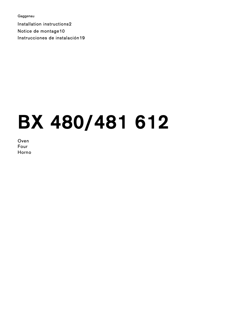 Page 1 de la notice Guide d'installation Gaggenau BX480612
