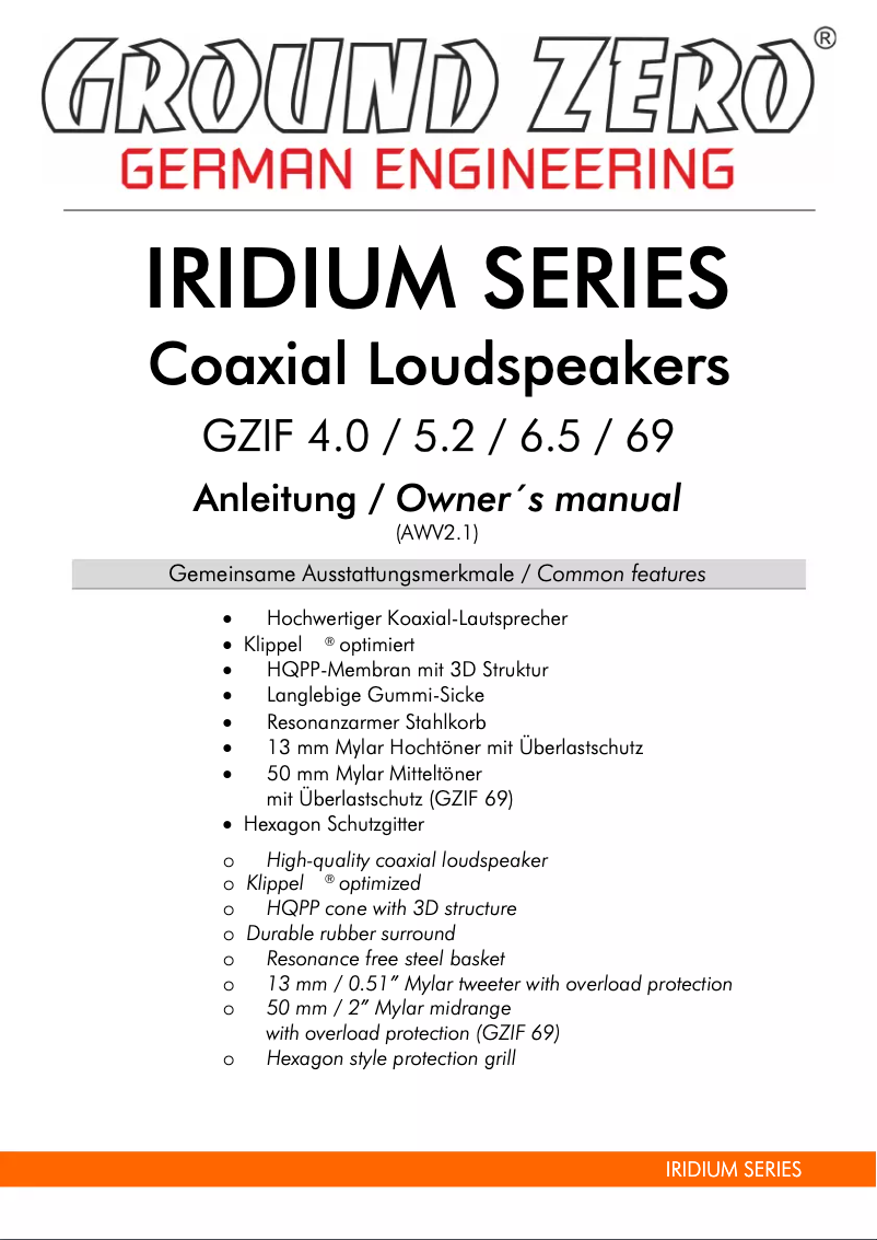 First page image of the manual for GZIF 6.5