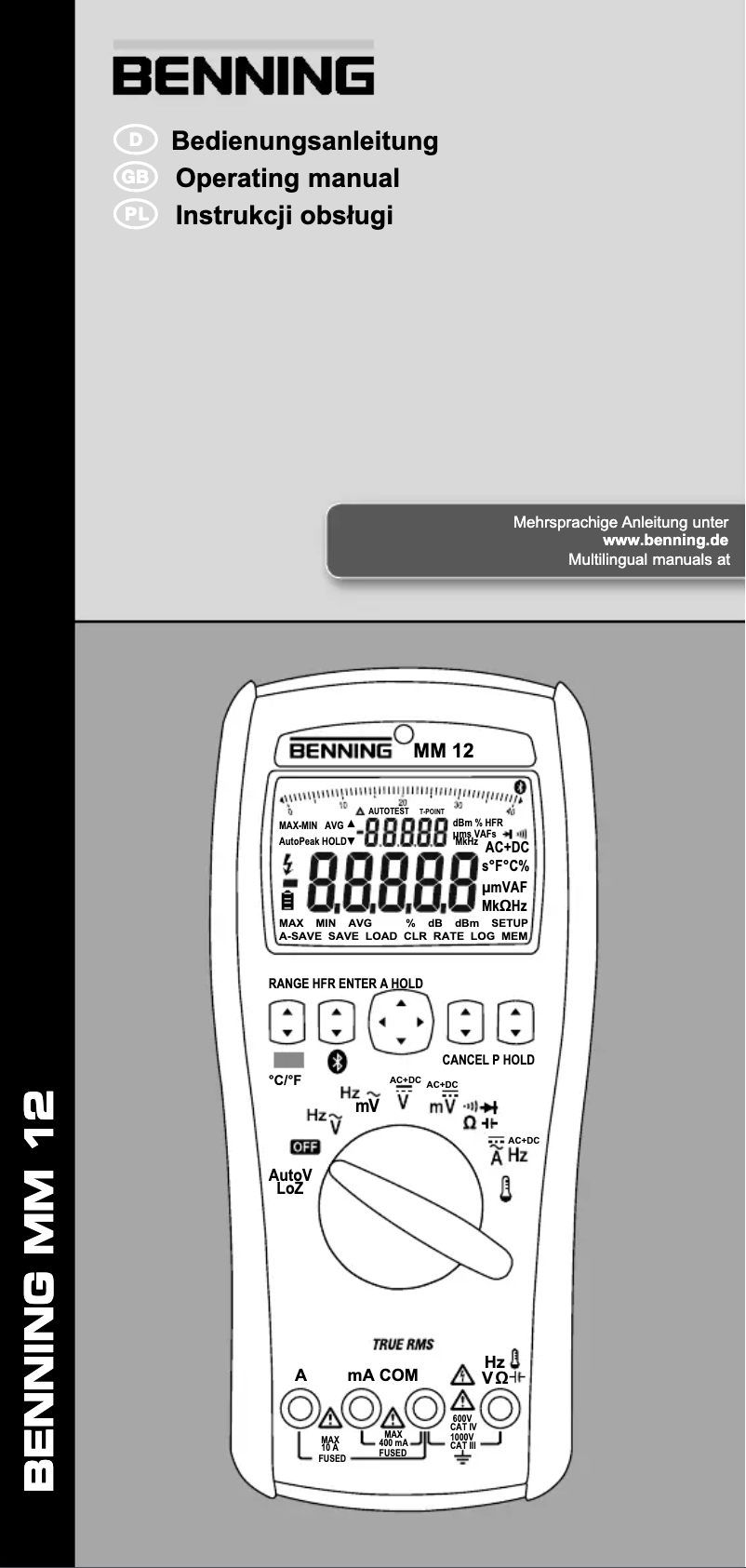 Page 1 of the manual User Manual BENNING MM 12