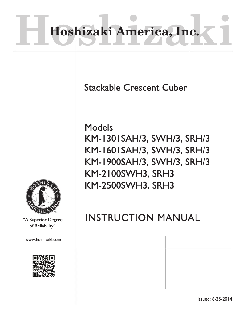 First page image of the manual for KM-1601SAH3