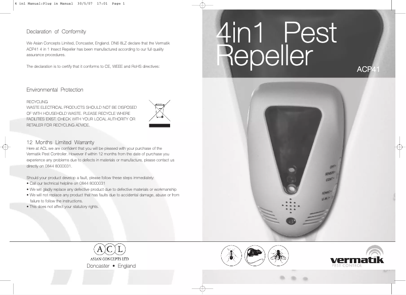 Image de la première page du manuel de l'appareil ACP41