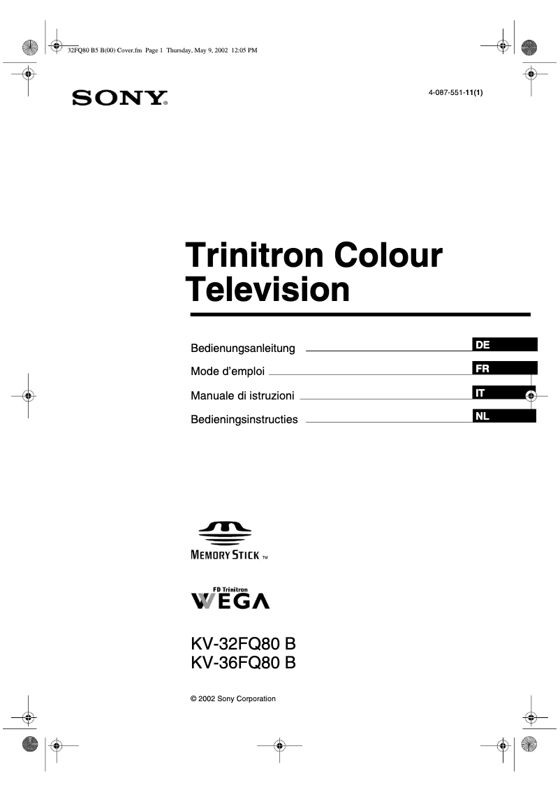 First page image of the manual for KV-32FQ80B