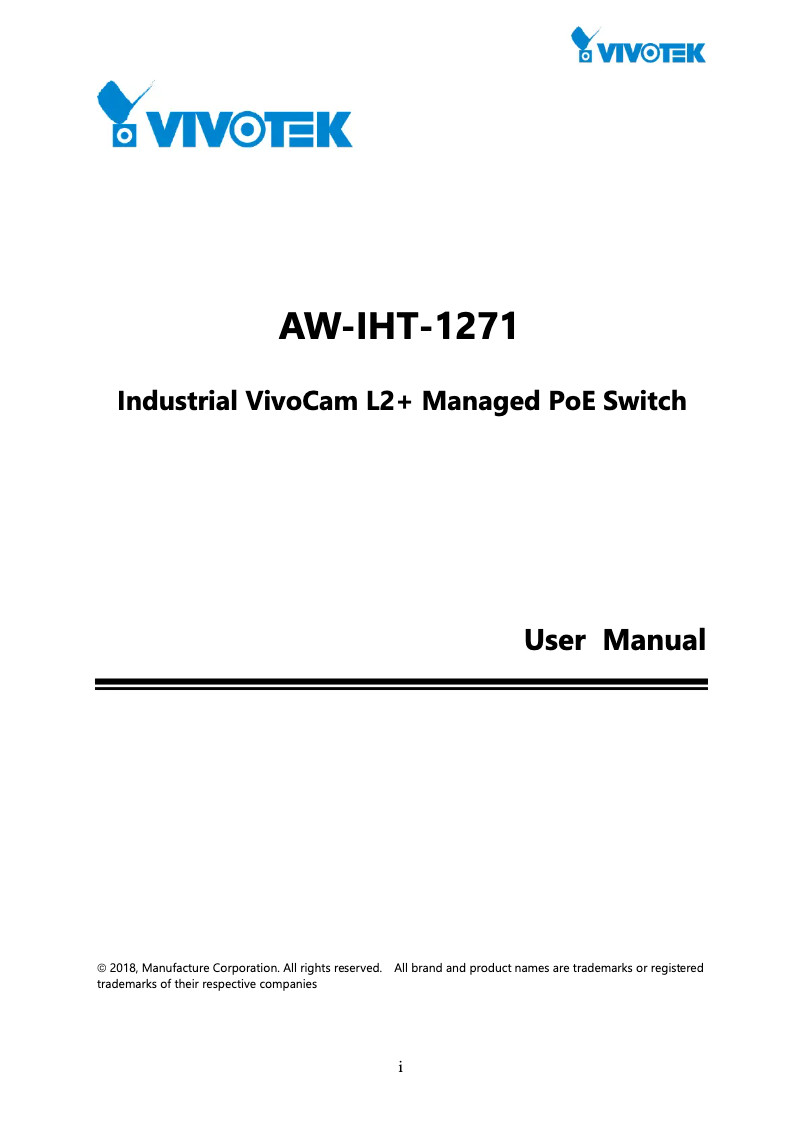 First page image of the manual for AW-IHT-1271