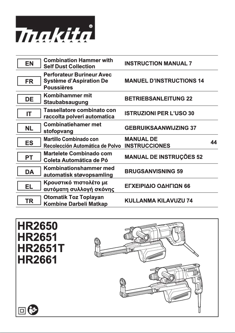 Page 1 of the manual User Manual Makita HR2650