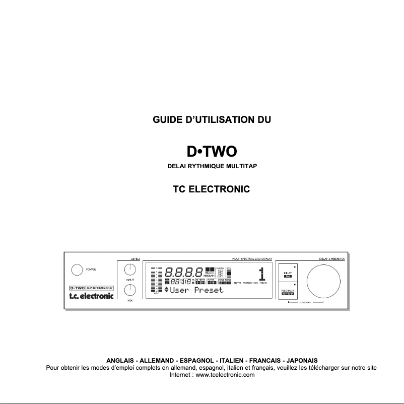 Page 1 of the manual Quick Start Guide TC Electronic D-TWO