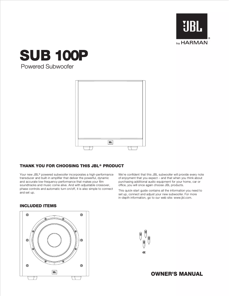 First page image of the manual for Arena SUB 100P