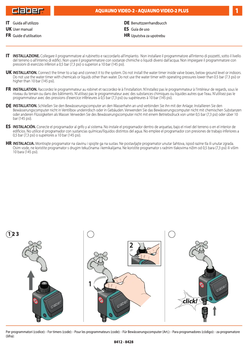 Page 1 of the manual User Manual Claber Video-2 8480
