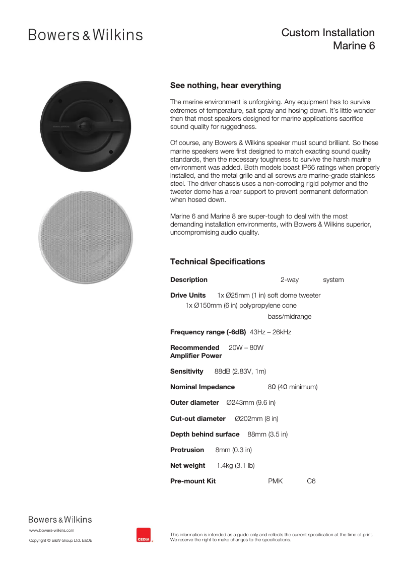 First page image of the manual for Marine 6