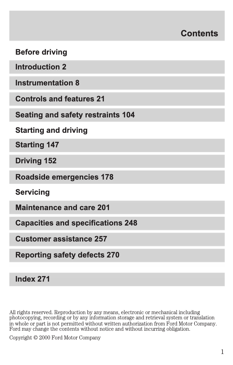 First page image of the manual for Expedition (2001)