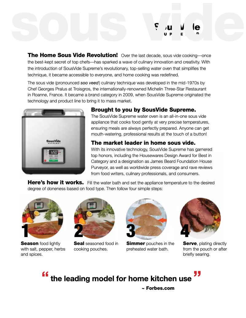 Page 1 of the manual User Manual SousVide Supreme Demi