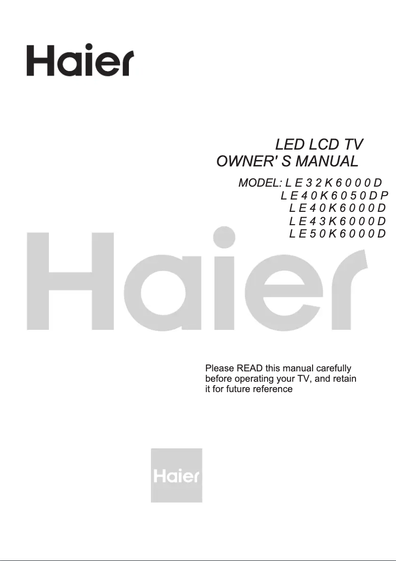 Page 1 of the manual User Manual Haier LE43K6000D