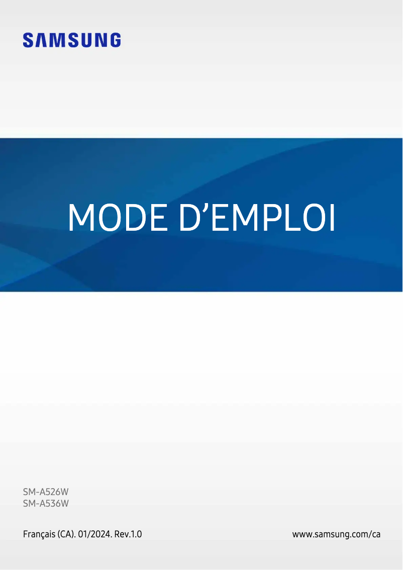 First page image of the manual for Galaxy A52